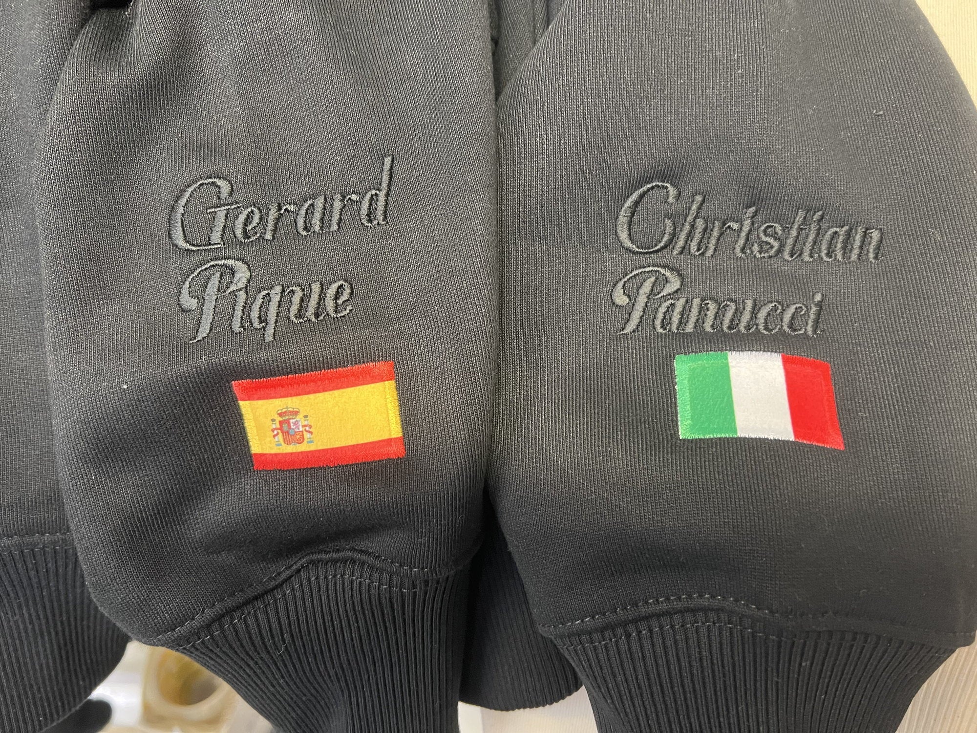 Gerard Piqué and Christian Panucci embroidered cuffs