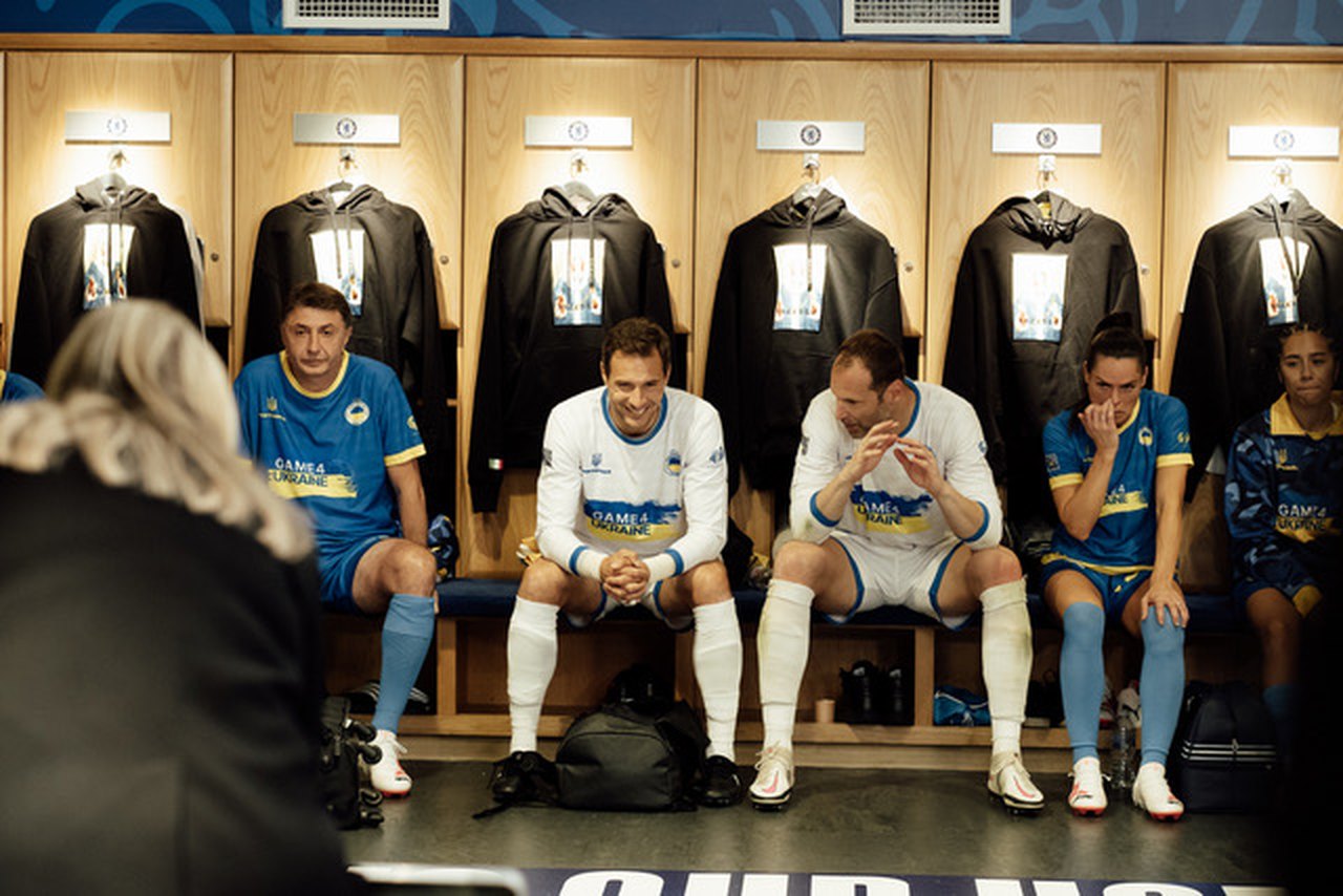 Game4Ukraine dressing room in Rules of Faith hoods