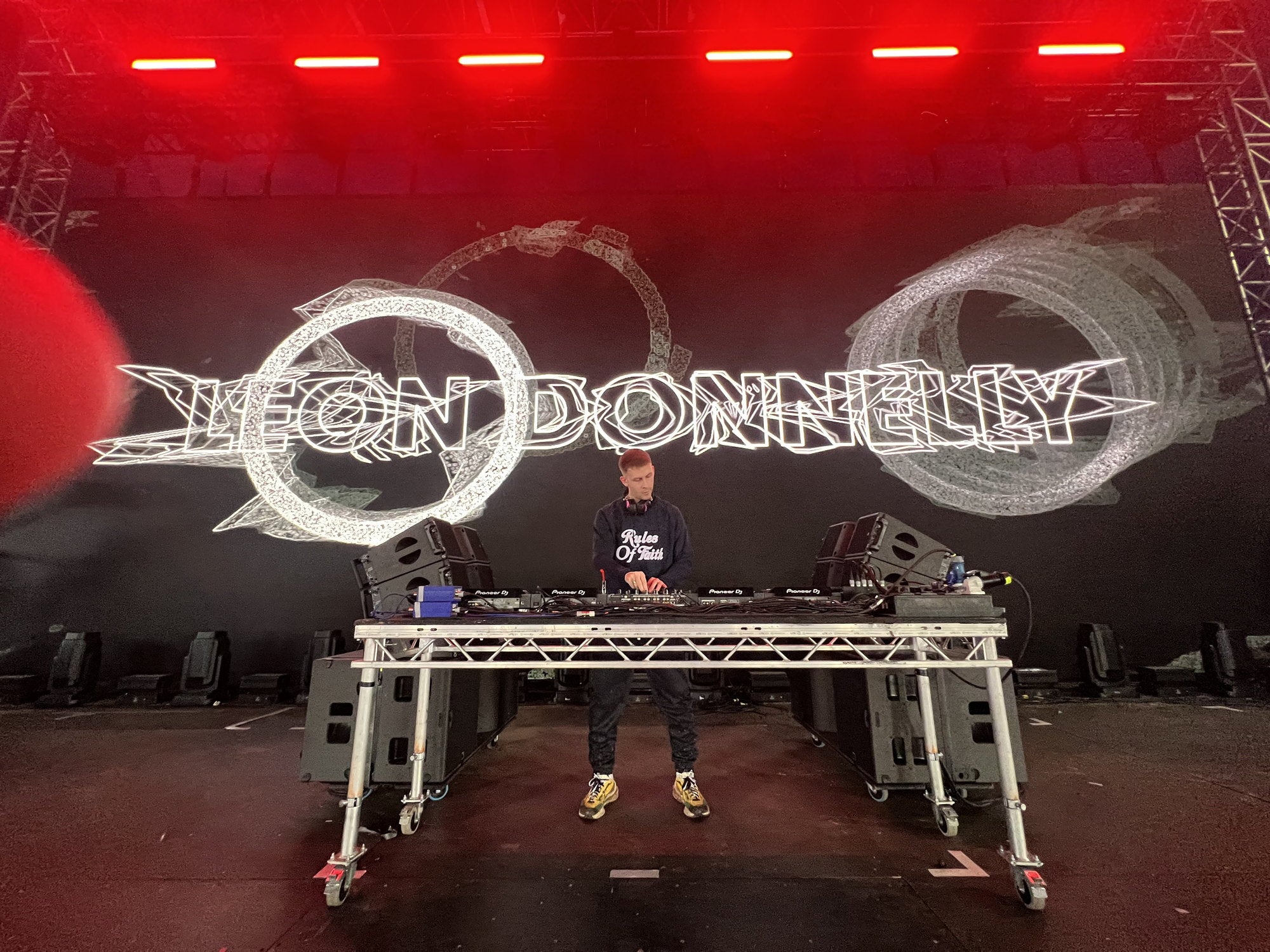 Leon Donnelly on stage in Rules of Faith, Creamfields