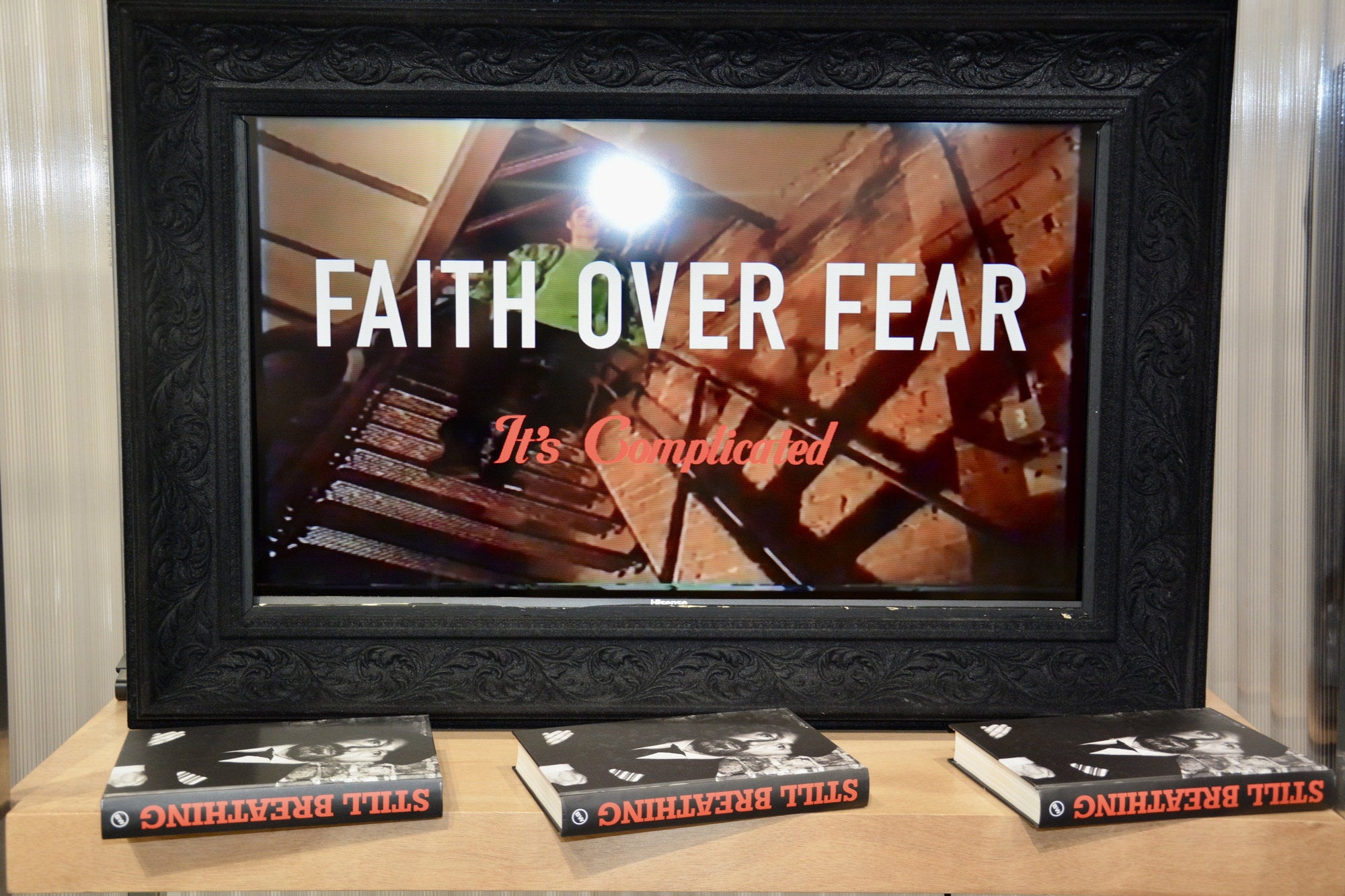 Faith Over Fear framed at Pitti Uomo