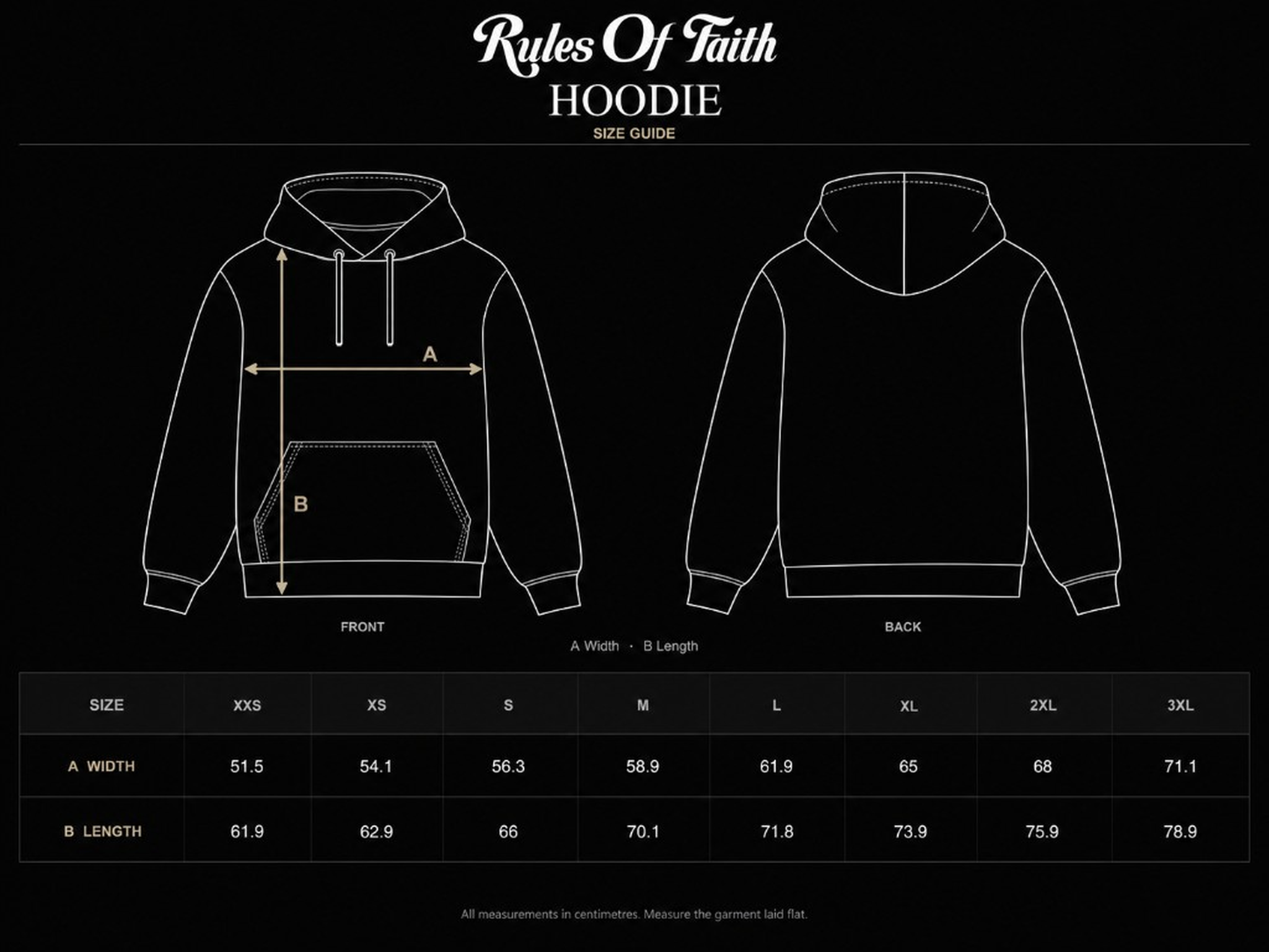 Hood size chart