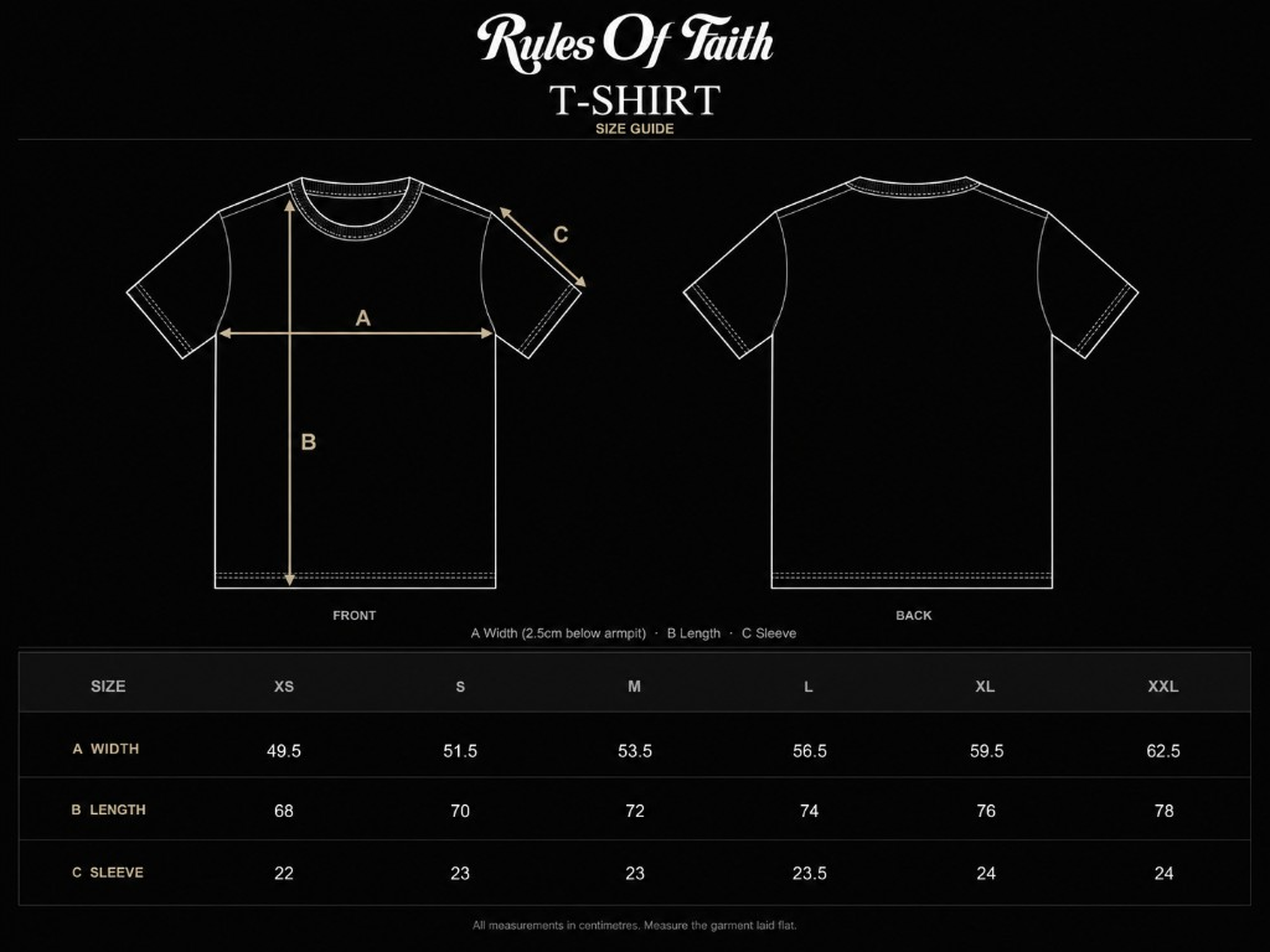 T-Shirt size chart